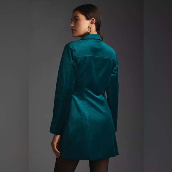 🔹Anthropologie Maeve Velvet Blazer Dress in Teal (Blue-Green) size 12, NWT✨ - Picture 6 of 10